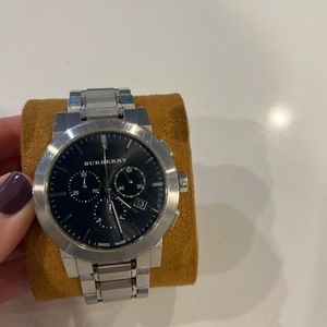 Authentic Burberry Black Dial Chronograph Stainless Steel